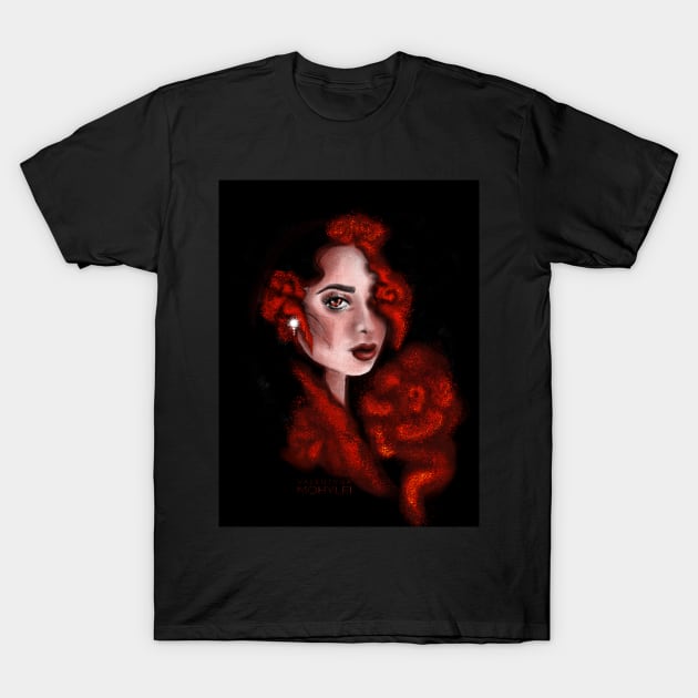 Red woman T-Shirt by valentyna mohylei